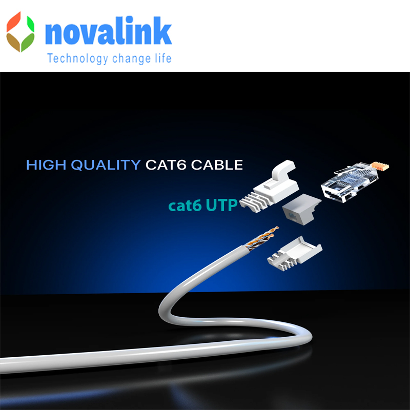 Dây nhảy cáp mạng cat6 Novalink dài 1,5m màu trắng NV-25002A, tốc độ 1Gb băng thông 550mhz